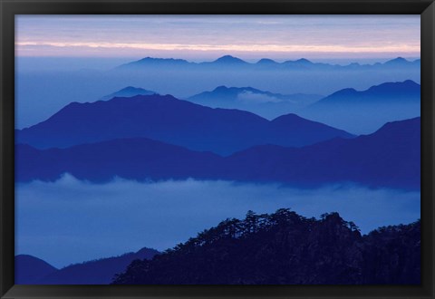 Framed Mt Huangshan (Yellow Mountain) in Mist, China Print