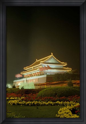 Framed Night View of Tian An Men Tower, Beijing, China Print