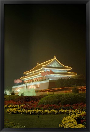 Framed Night View of Tian An Men Tower, Beijing, China Print