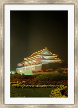 Framed Night View of Tian An Men Tower, Beijing, China Print