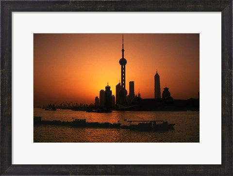 Framed Oriental Pearl TV Tower and High Rises, Shanghai, China Print