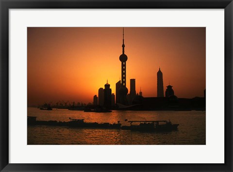 Framed Oriental Pearl TV Tower and High Rises, Shanghai, China Print