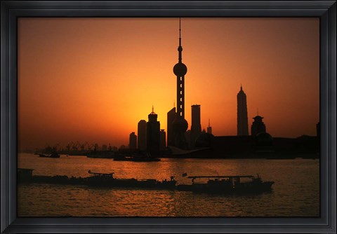 Framed Oriental Pearl TV Tower and High Rises, Shanghai, China Print