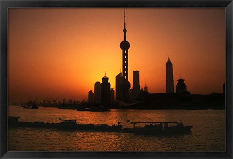 Framed Oriental Pearl TV Tower and High Rises, Shanghai, China Print