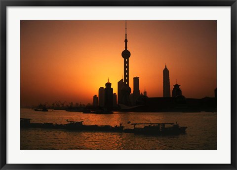 Framed Oriental Pearl TV Tower and High Rises, Shanghai, China Print