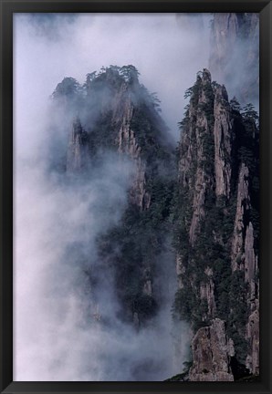 Framed Mt Huangshan in Mist, China Print