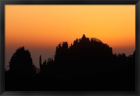 Framed Mt Huangshan (Yellow Mountain) at Sunset, China Print