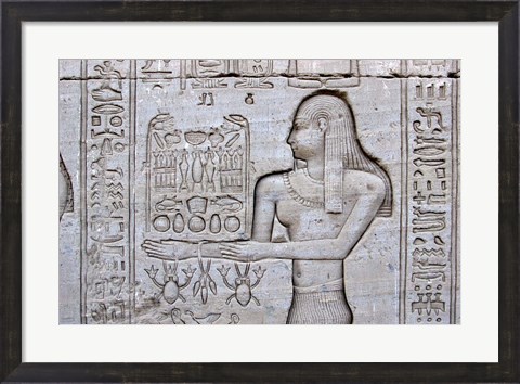 Framed Queen Cleopatra and Stone Carved Hieroglyphics, Egypt Print