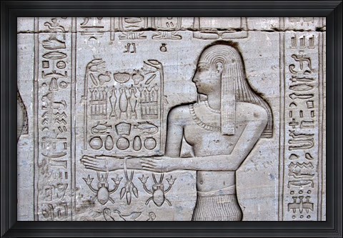 Framed Queen Cleopatra and Stone Carved Hieroglyphics, Egypt Print