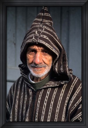 Framed Portrait of Old Muslim Man, Tangier, Morocco, Africa Print