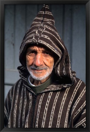 Framed Portrait of Old Muslim Man, Tangier, Morocco, Africa Print