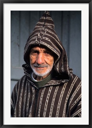 Framed Portrait of Old Muslim Man, Tangier, Morocco, Africa Print