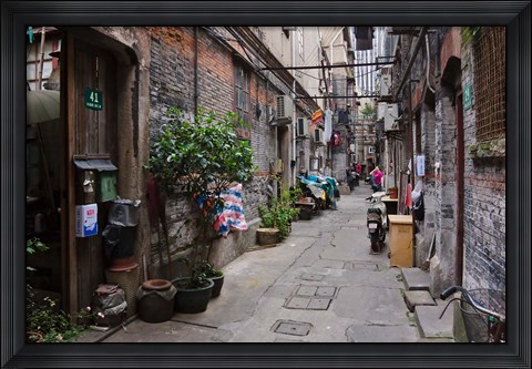 Framed Narrow lanes in traditional residence, Shanghai, China Print