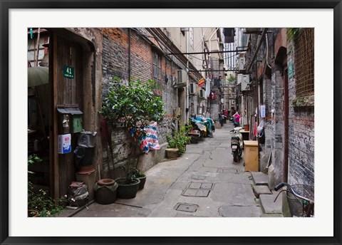 Framed Narrow lanes in traditional residence, Shanghai, China Print