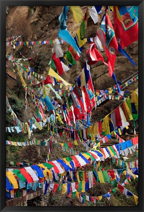 Framed Prayer Flags, Thimphu, Bhutan Print