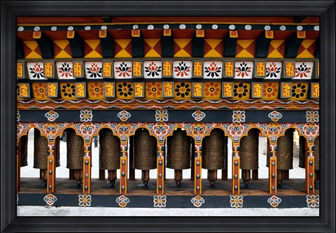 Framed Prayer Wheels, Thimphu, Bhutan Print
