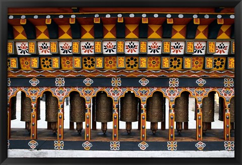 Framed Prayer Wheels, Thimphu, Bhutan Print