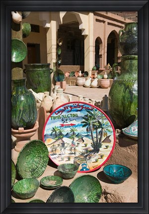 Framed Sign of Timbouctou 52 Jours, Camel Caravans, Amazrou, Draa Valley, Morocco Print