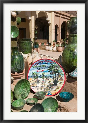 Framed Sign of Timbouctou 52 Jours, Camel Caravans, Amazrou, Draa Valley, Morocco Print