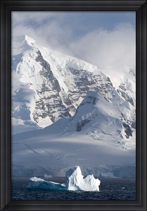 Framed Rugged Mountains Bordering Gerlache Strait, Antarctica Print