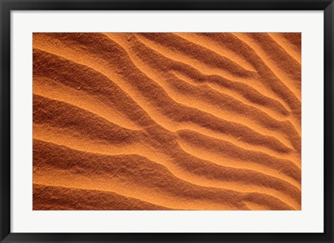 Framed Sand Dunes Furrowed by Winds, Morocco Print