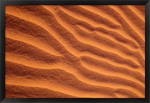 Framed Sand Dunes Furrowed by Winds, Morocco Print