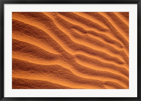 Framed Sand Dunes Furrowed by Winds, Morocco Print