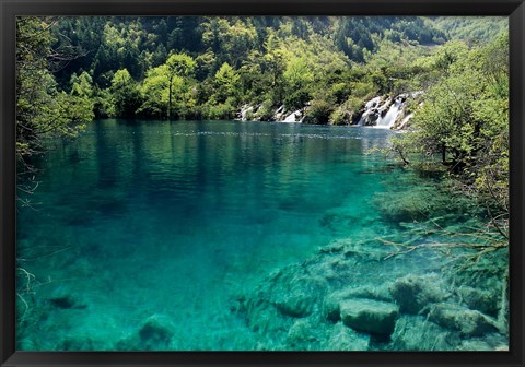 Framed Shuzheng Lake, Jiuzhaigou National Scenic Area, Sichuan Province, China Print