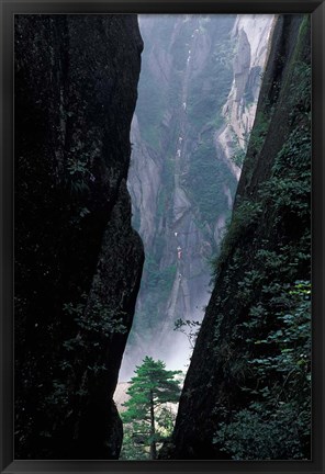 Framed Sheer Cliffs on Mt Huangshan (Yellow Mountain), China Print