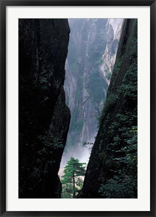 Framed Sheer Cliffs on Mt Huangshan (Yellow Mountain), China Print