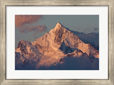 Framed South Georgia Island. Mountain peak at dawn Print
