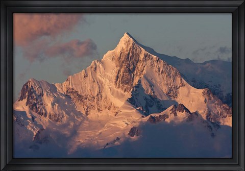 Framed South Georgia Island. Mountain peak at dawn Print