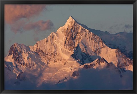 Framed South Georgia Island. Mountain peak at dawn Print