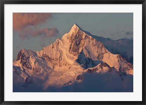 Framed South Georgia Island. Mountain peak at dawn Print