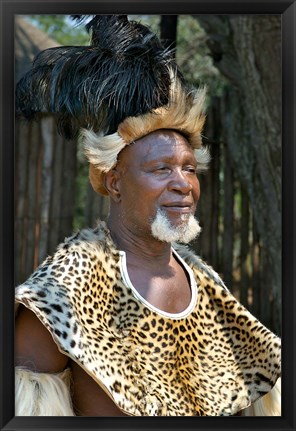 Framed South Africa, KwaZulu Natal, Zulu tribe chief Print
