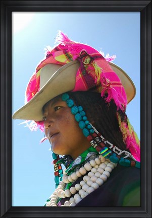 Framed Tibetan Girl, Tibet, China Print