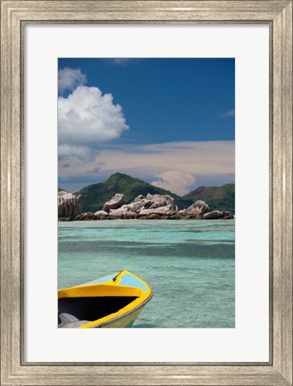 Framed Town of La Passe Harbor, Island of La Digue, Seychelles Print