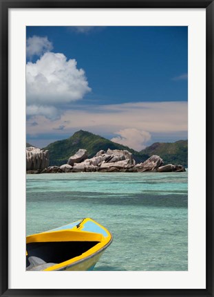 Framed Town of La Passe Harbor, Island of La Digue, Seychelles Print