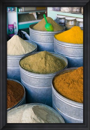 Framed Spices, The Souqs of Marrakech, Marrakech, Morocco Print
