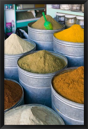 Framed Spices, The Souqs of Marrakech, Marrakech, Morocco Print