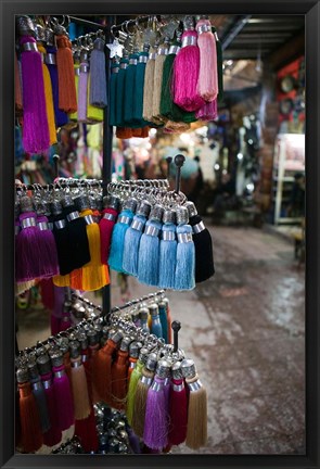 Framed Tassles, The Souqs of Marrakech, Morocco Print