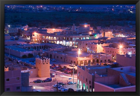 Framed Night View of Town, Tinerhir, Morocco Print