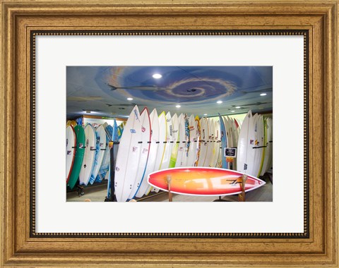 Framed Surf shop, Jeffrey&#39;s Bay, South Africa Print