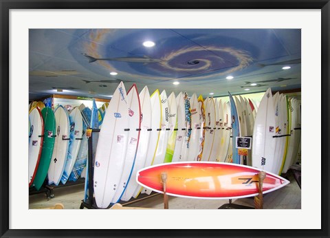 Framed Surf shop, Jeffrey&#39;s Bay, South Africa Print