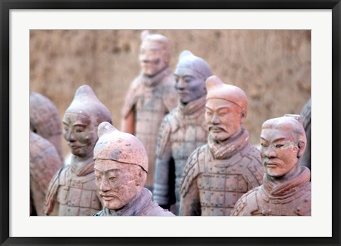 Framed Terra Cotta Warrior Heads, Xian, Shaanxi, China Print