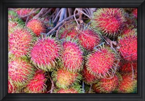 Framed Tanzania, Zanzibar, StoneTown, Darajani Market, litchi Print