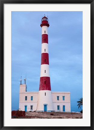 Framed Taguermes Lighthouse at dawn, Sidi Mahres Beach, Jerba Island, Tunisia Print