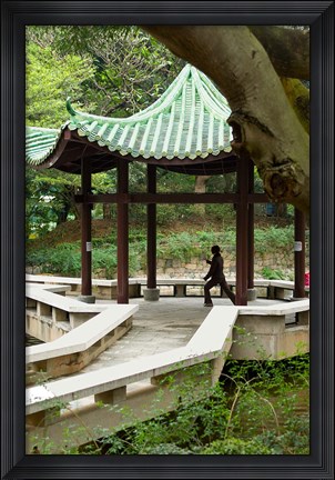 Framed Tai Chi Chuan in the Chinese Garden Pavilion at Kowloon Park, Hong Kong, China Print