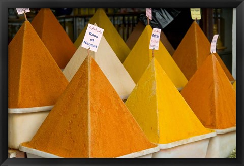 Framed Spices in Old City, Market, Essaouira, Morocco, Africa Print