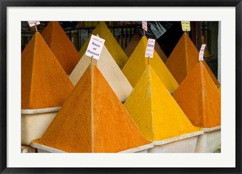 Framed Spices in Old City, Market, Essaouira, Morocco, Africa Print